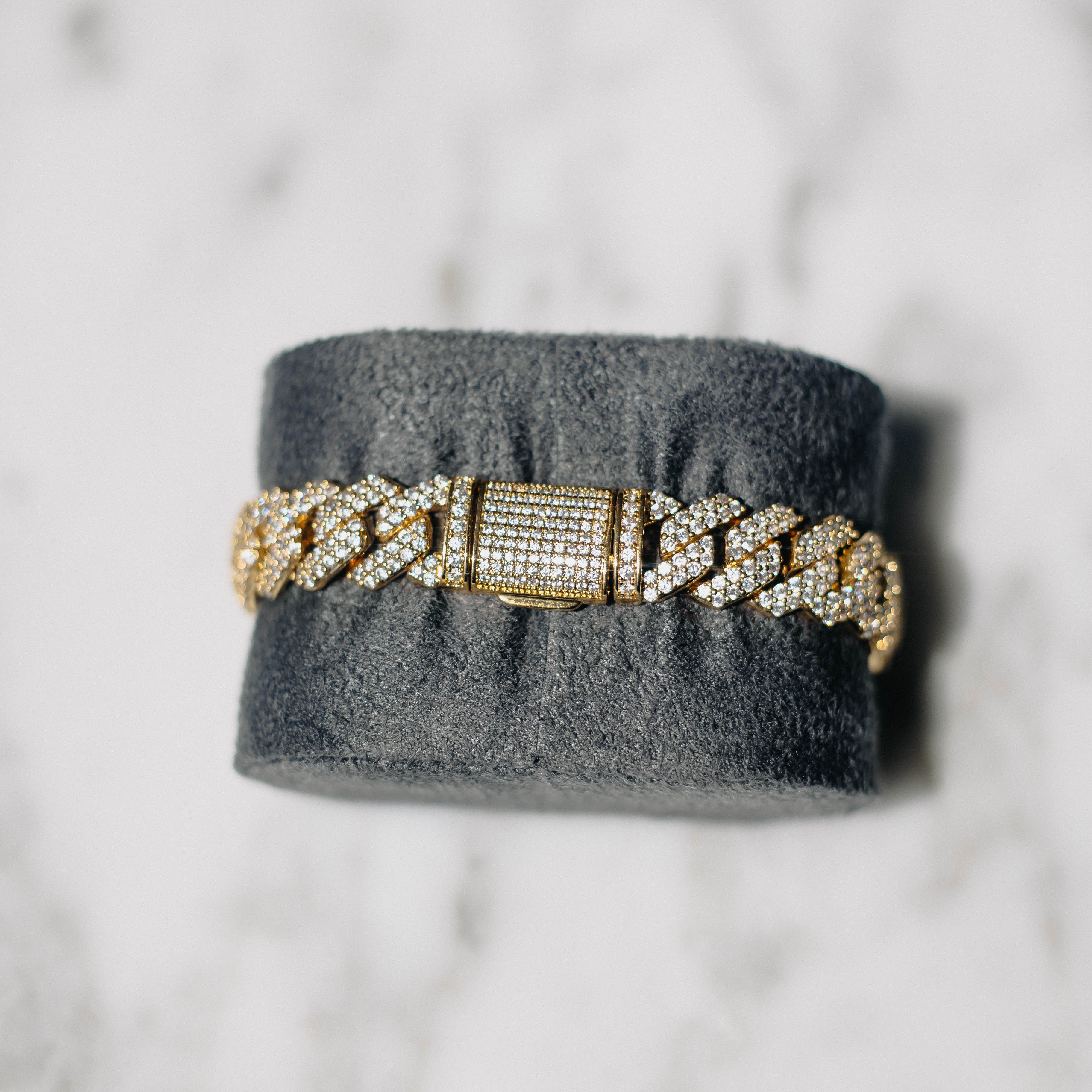 12mm Moissanite Prong Cuban Bracelet