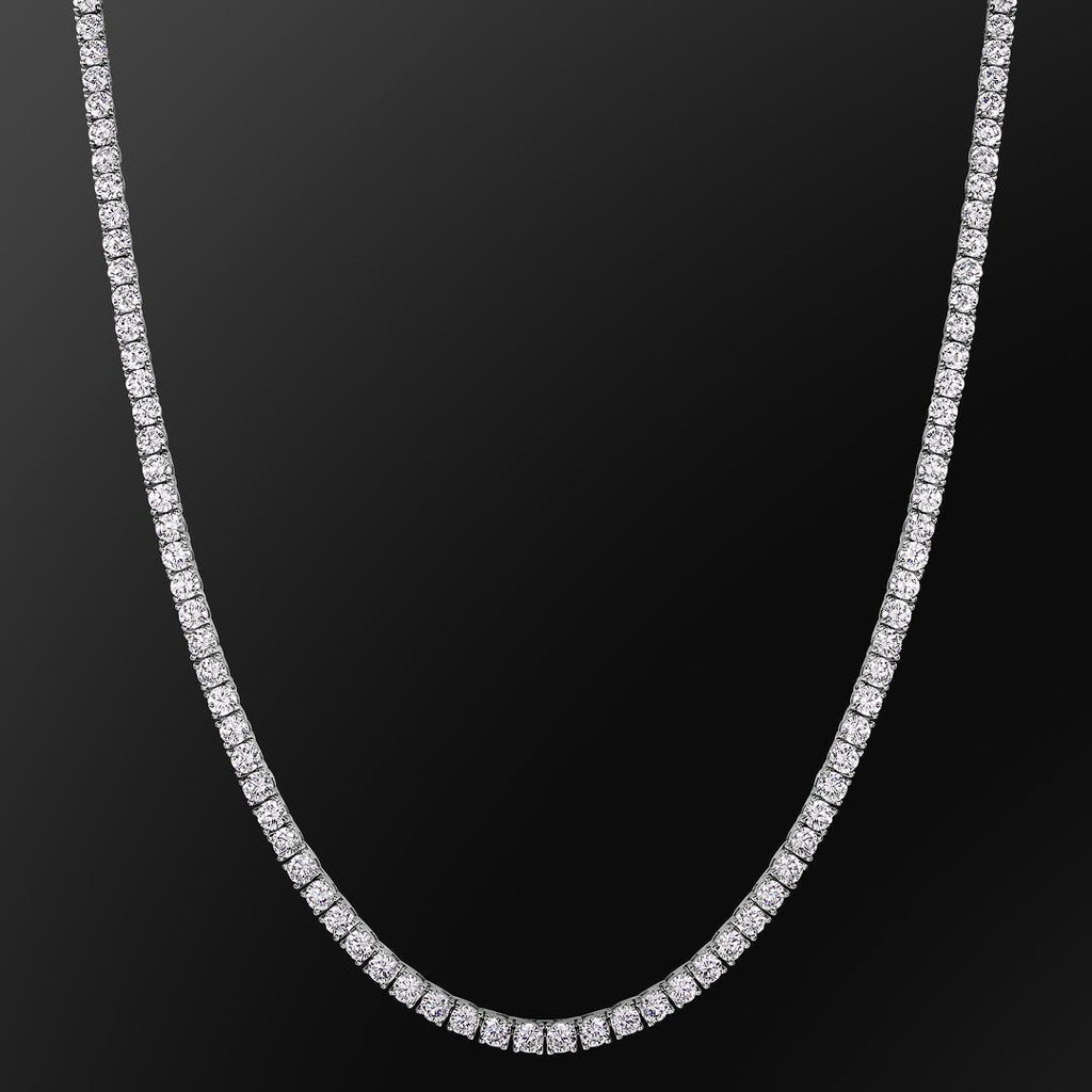 4mm White Gold Moissanite Diamond Mens Tennis Chain