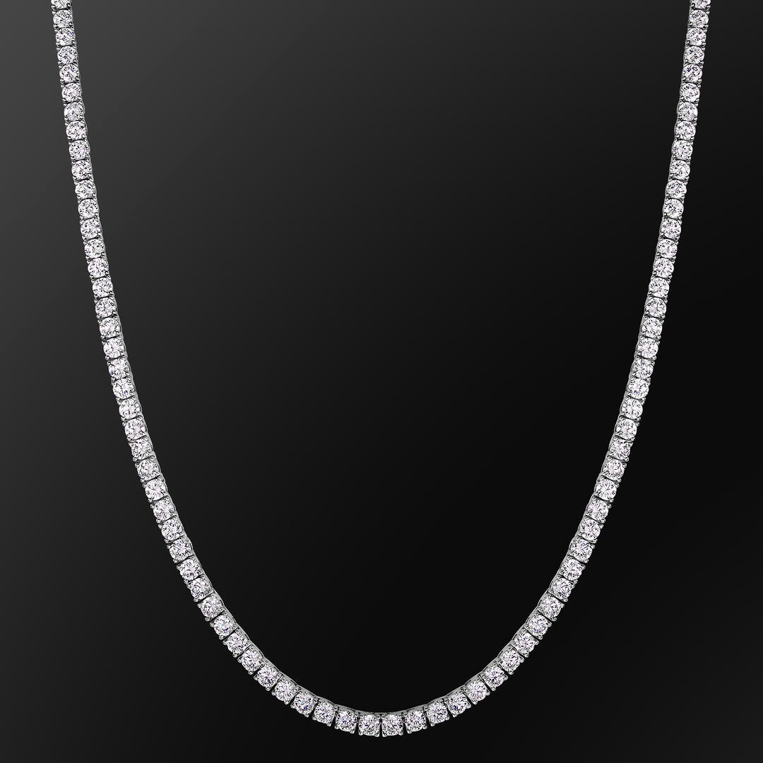 4mm White Gold Moissanite Diamond Mens Tennis Chain