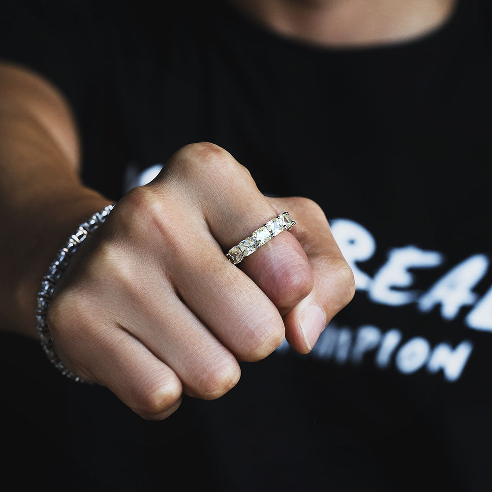 Street Style | Eternity Band Ring for Men White Gold& Yellow Gold