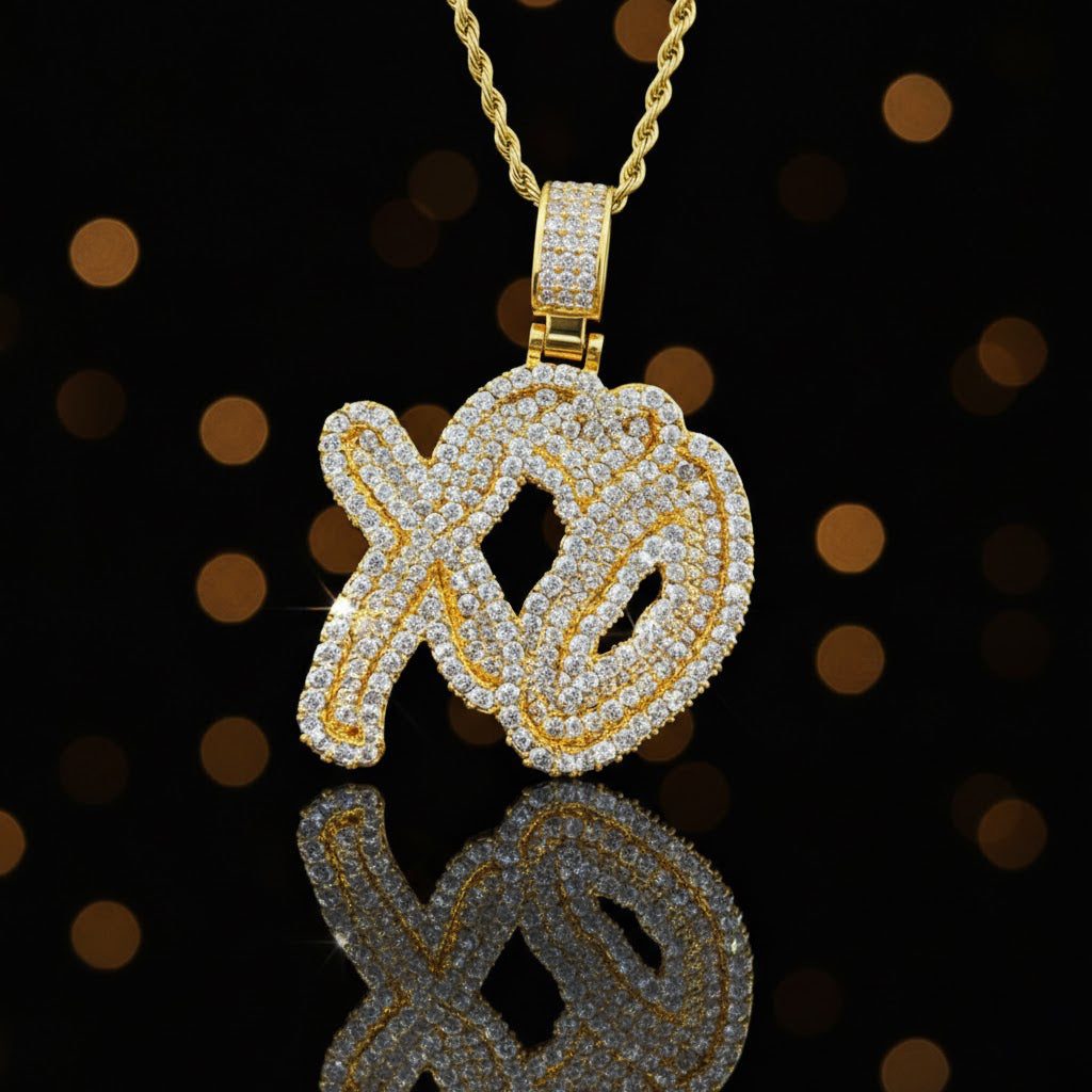 Hip - Hop Iced-Out "XO" Pendant Set【A57】