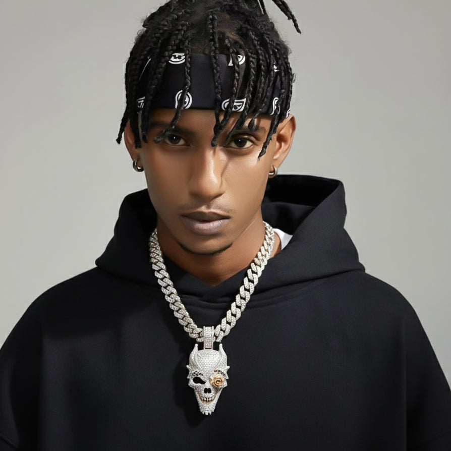 Devil's Drip Iced-Out Skull Pendant【A08】