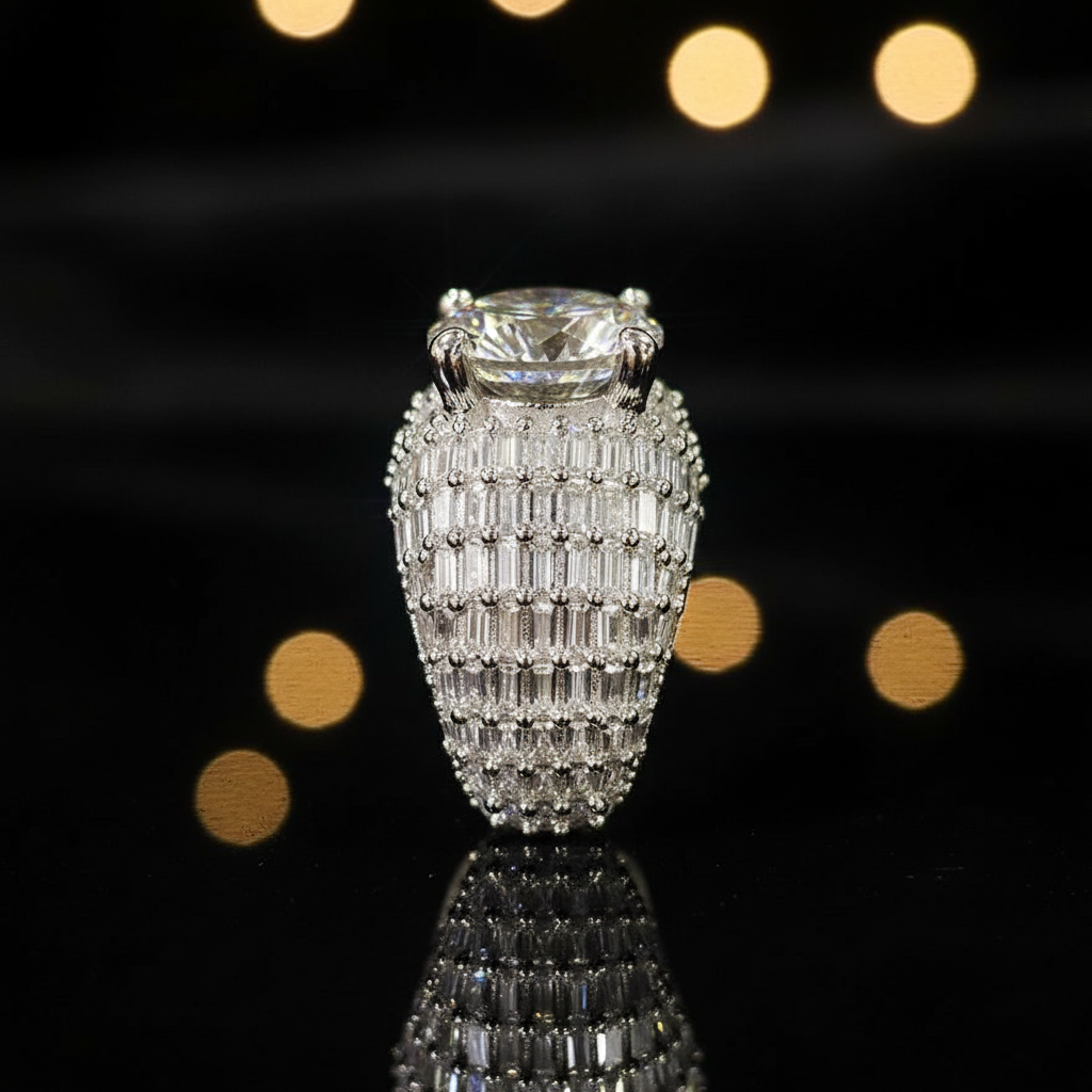 Hip-hop 10 CT King Iced-Out Moissanite Ring【A10】