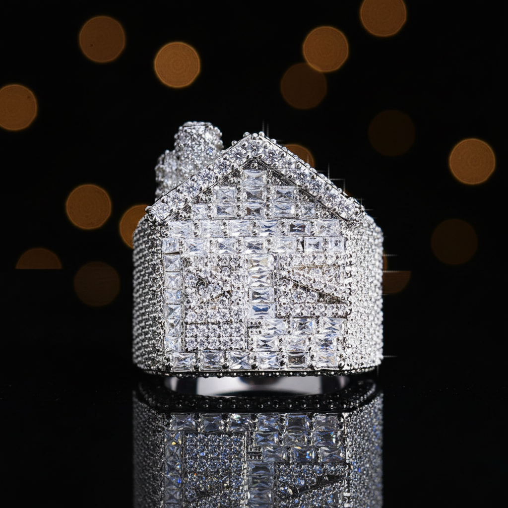 "House of Bling" Iced-Out Hip-hop-style Ring in multiple colors【A13】