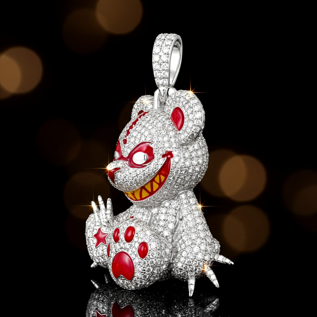 "Crazy Bear" Iced-Out Pendant【A23】