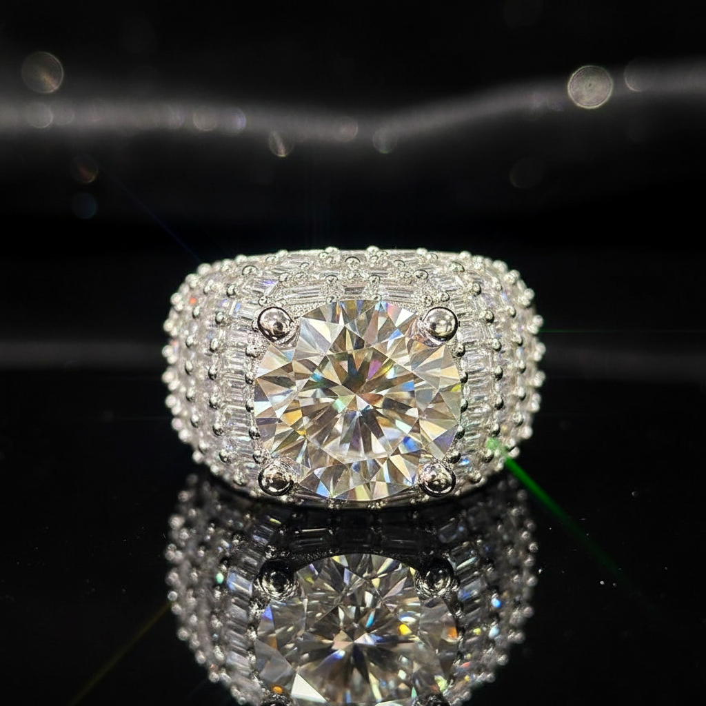 Hip-hop 10 CT King Iced-Out Moissanite Ring【A10】