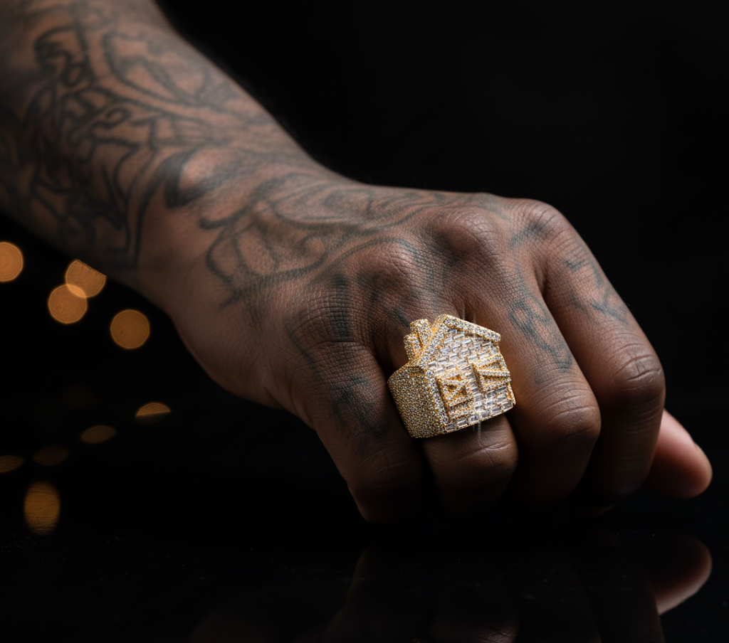 "House of Bling" Iced-Out Hip-hop-style Ring in multiple colors【A13】