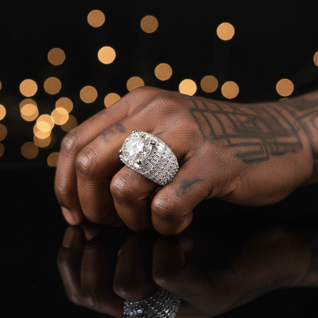 Hip-hop 10 CT King Iced-Out Moissanite Ring【A10】