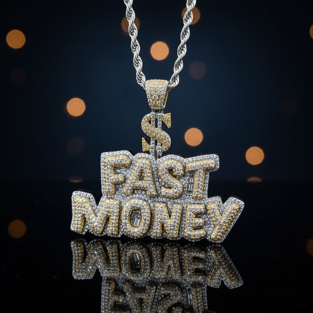 The "FAST MONEY" Iced-Out Statement Pendant【A58】