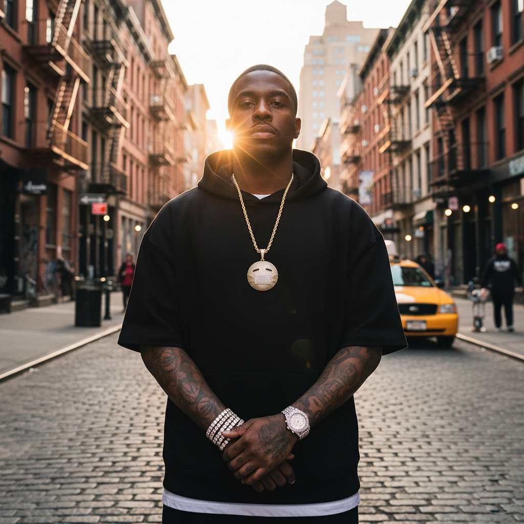 Iced-Out Masked Emoji Pendant【A34】