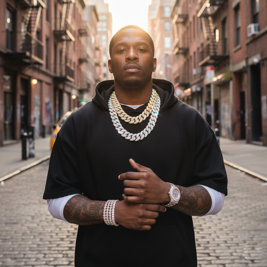 Full Inlaid Gemstone Iced-Out Cuban Chain Set【A26】