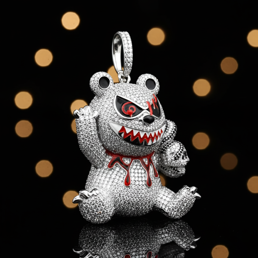 Evil Teddy Bear Iced-Out Pendant【A24】