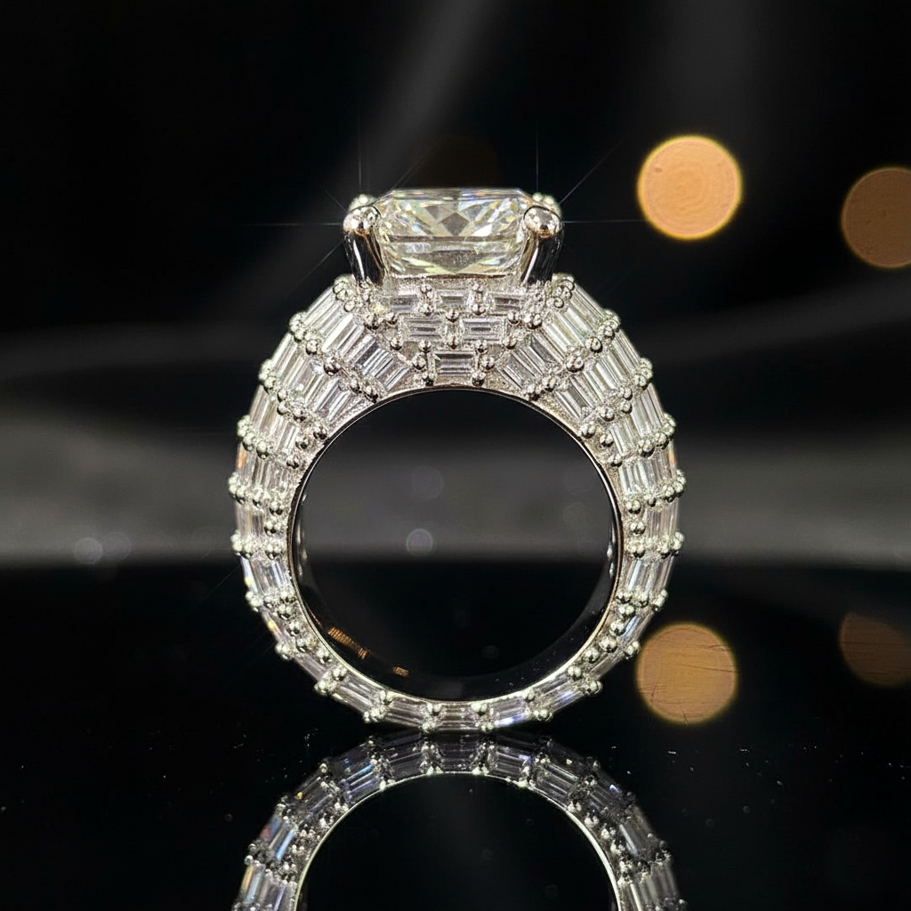 Hip-hop 10 CT King Iced-Out Moissanite Ring【A10】