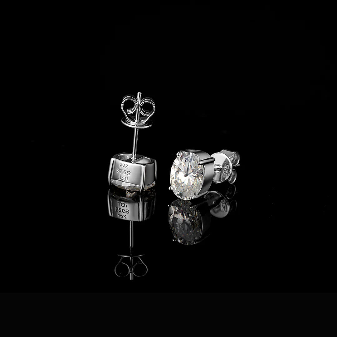 S925 VVS1 Moissanite Oval Cut Stud Earrings
